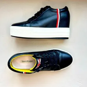 Disco Rosso Black Leather Platform Sneaker Shoes Women’s EU 38 US 7.5 - 8