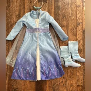 Disney Frozen 2 Deluxe Elsa Dress (7/8) with shoes (sz lg) and headband