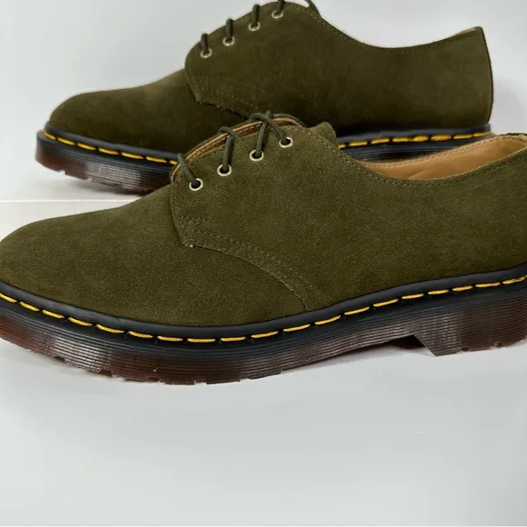 DOC SMITHS REPELLO CALF SUEDE DRESS SHOES MENS SIZE 9 OLIVE GREEN 4 EYE 1461 NEW
