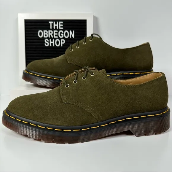 DOC SMITHS REPELLO CALF SUEDE DRESS SHOES MENS SIZE 9 OLIVE GREEN 4 EYE 1461 NEW