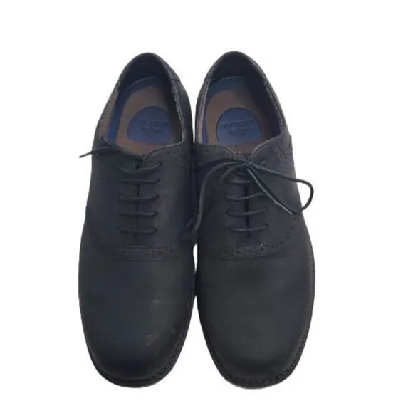 Dockers Men's Black Leather Saddle Lace Up Oxfords Dress Shoes Size 10M