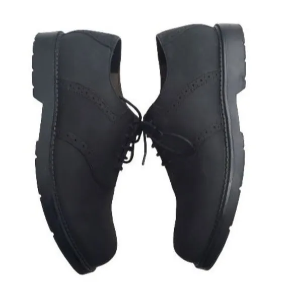 Dockers Men's Black Leather Saddle Lace Up Oxfords Dress Shoes Size 10M
