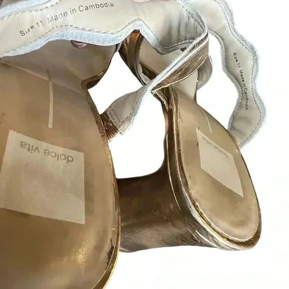 Dolce vita ILVA heels distressed gold leather slip on SZ 11 wedding bridal glam