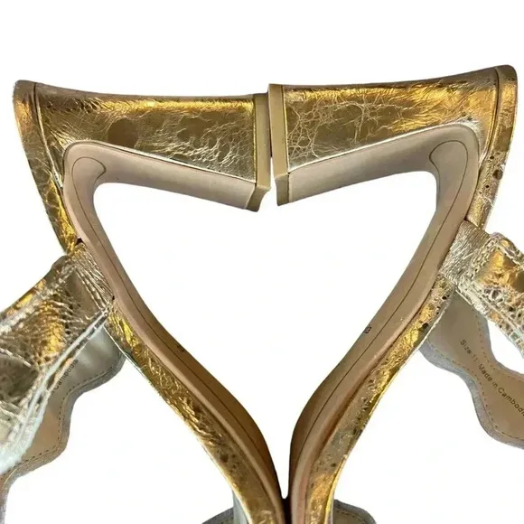 Dolce vita ILVA heels distressed gold leather slip on SZ 11 wedding bridal glam
