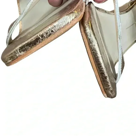 Dolce vita ILVA heels distressed gold leather slip on SZ 11 wedding bridal glam