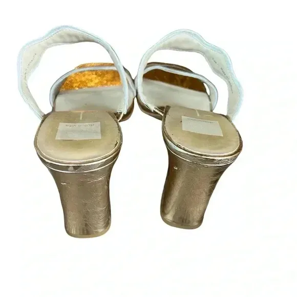 Dolce vita ILVA heels distressed gold leather slip on SZ 11 wedding bridal glam