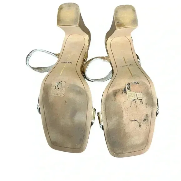 Dolce vita ILVA heels distressed gold leather slip on SZ 11 wedding bridal glam