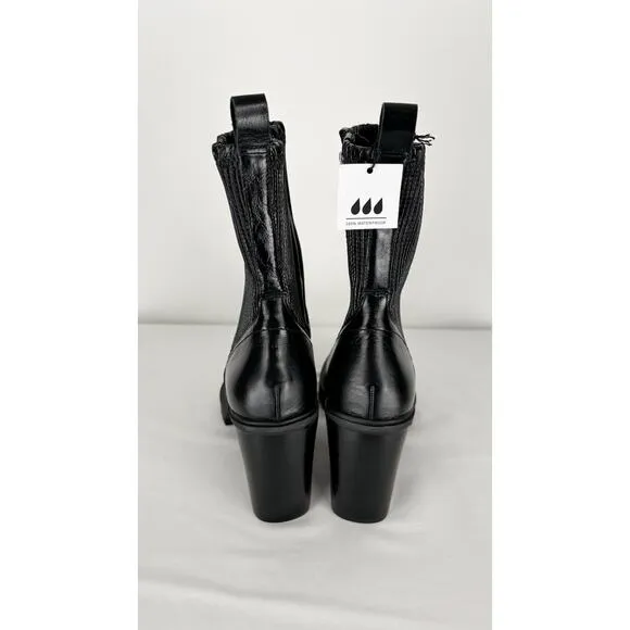 Dolce Vita Marni H2O Boots Midnight Crinkle Patent Leather Womens Size 10 Black