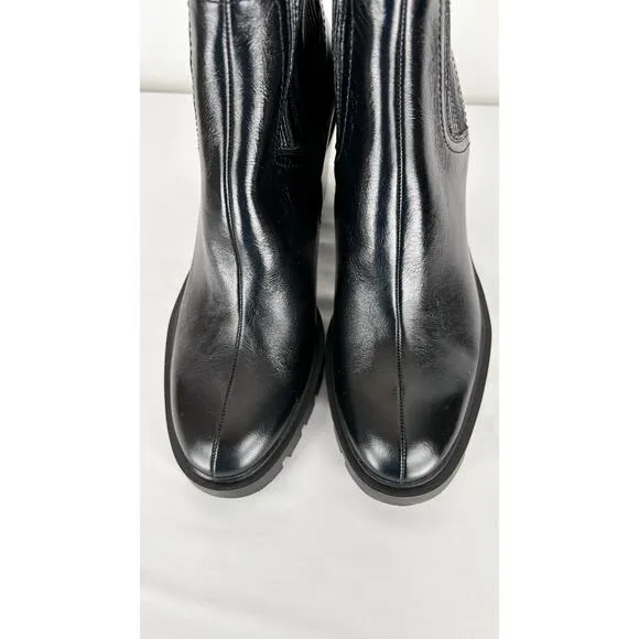 Dolce Vita Marni H2O Boots Midnight Crinkle Patent Leather Womens Size 10 Black