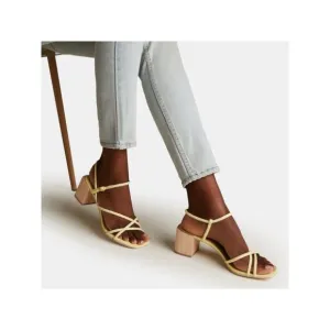 DOLCE VITA Womens Lemon Yellow Zayla Square Toe Block Heel Leather Sandals 6.5 M
