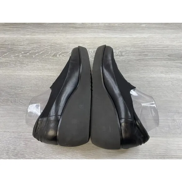 Donald J Pliner Norma Women's 10M Black Leather Slip-On Wedge Platform Loafers