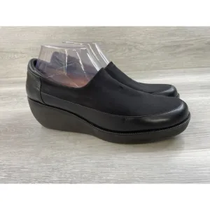 Donald J Pliner Norma Women's 10M Black Leather Slip-On Wedge Platform Loafers