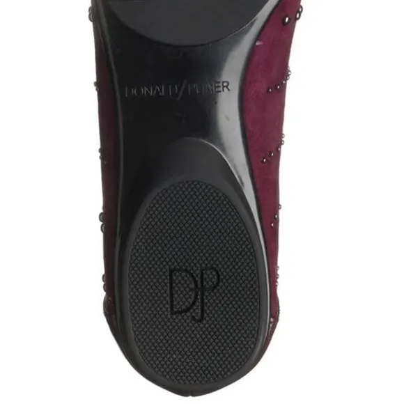 Donald J Pliner Plum Darren Studded Suede Flat NEW  Big Girl 5.5