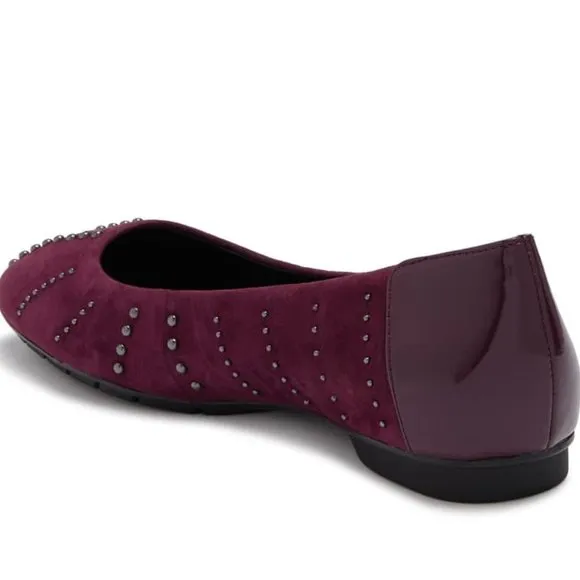 Donald J Pliner Plum Darren Studded Suede Flat NEW  Big Girl 5.5