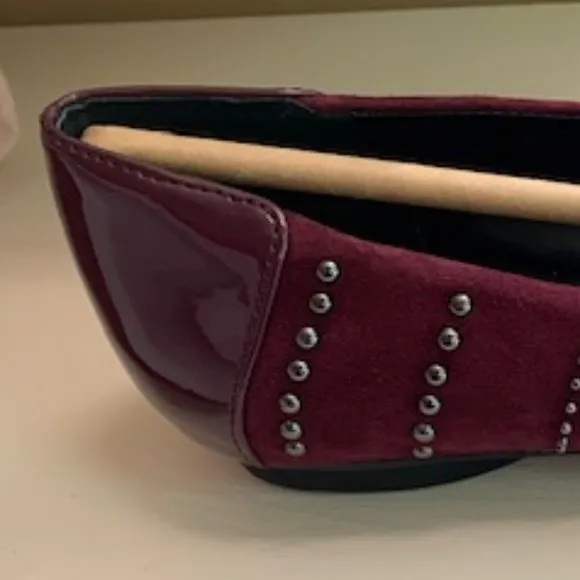 Donald J Pliner Plum Darren Studded Suede Flat NEW  Big Girl 5.5