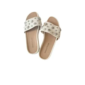 Donald Pliner Cailo Sandals Womens 7M White Leather Silver Studded Slide
