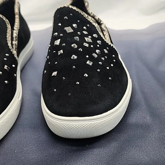 DONALD/PLINER STYLE SANYA BEADED SUEDE/LEATHER UPPERS WOMAN'S 8.5 LOAFERS VGUC