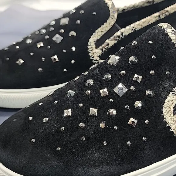 DONALD/PLINER STYLE SANYA BEADED SUEDE/LEATHER UPPERS WOMAN'S 8.5 LOAFERS VGUC