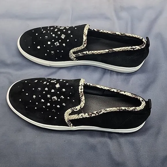 DONALD/PLINER STYLE SANYA BEADED SUEDE/LEATHER UPPERS WOMAN'S 8.5 LOAFERS VGUC