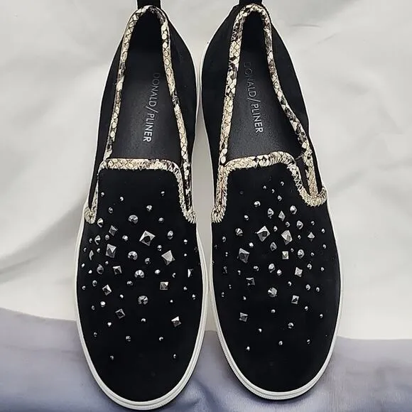 DONALD/PLINER STYLE SANYA BEADED SUEDE/LEATHER UPPERS WOMAN'S 8.5 LOAFERS VGUC