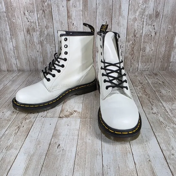 Dr. Martens 1460 White Leather Ankle Boots Women's Size US 8‎ UK 6