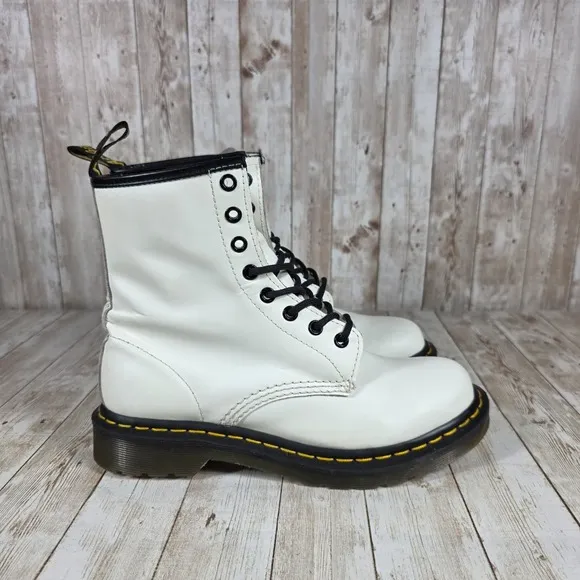 Dr. Martens 1460 White Leather Ankle Boots Women's Size US 8‎ UK 6