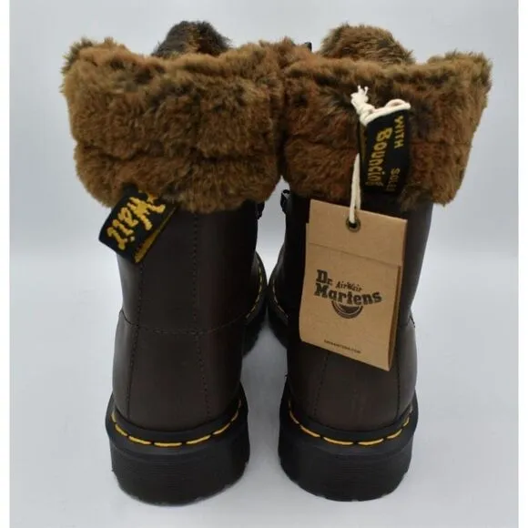 Dr Martens 1460 Womens Size 10 Serena Collar Lined Brown Leather Winter Boots