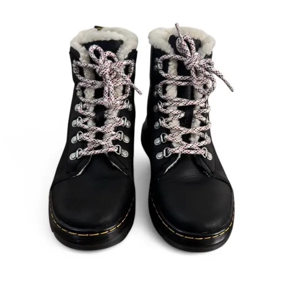 Dr. Martens black airwair combs faux shearling lined casual boots