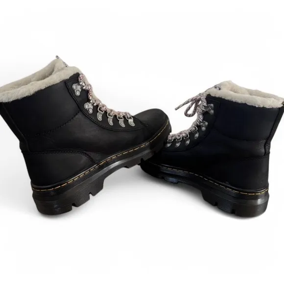 Dr. Martens black airwair combs faux shearling lined casual boots
