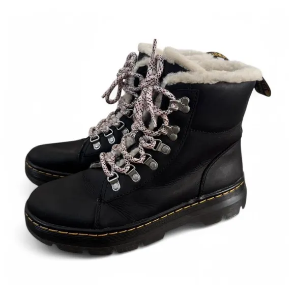 Dr. Martens black airwair combs faux shearling lined casual boots