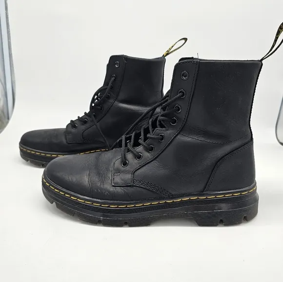 Dr. Martens Combs Casual Black Combat Moto Boots Size 10