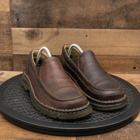 DR MARTENS LENNON MENS CASUAL SHOES PEBBLED BROWN LEATHER SLIP ON SIZE 9