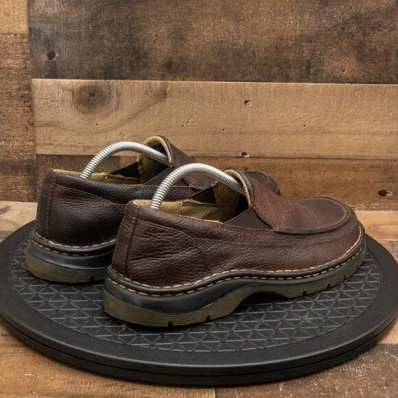 DR MARTENS LENNON MENS CASUAL SHOES PEBBLED BROWN LEATHER SLIP ON SIZE 9