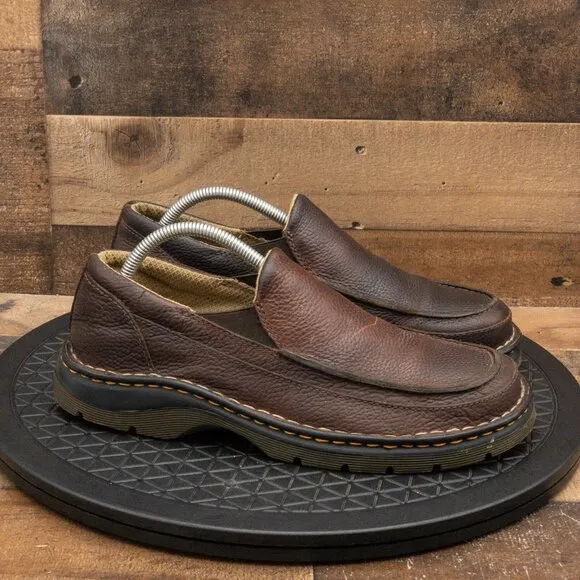 DR MARTENS LENNON MENS CASUAL SHOES PEBBLED BROWN LEATHER SLIP ON SIZE 9