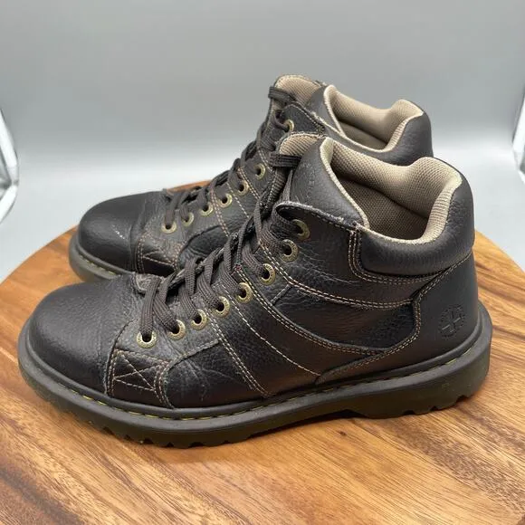 Dr. Martens Morris Boots Mens 11 Brown Leather Ankle Lace Up Casual Stitched