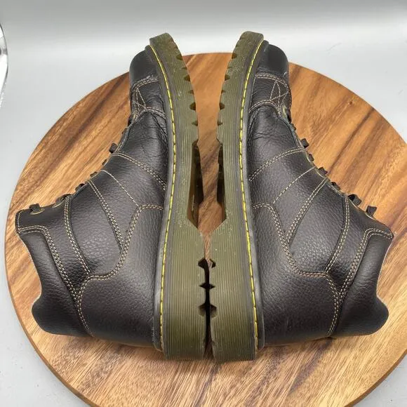 Dr. Martens Morris Boots Mens 11 Brown Leather Ankle Lace Up Casual Stitched