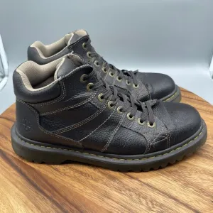 Dr. Martens Morris Boots Mens 11 Brown Leather Ankle Lace Up Casual Stitched