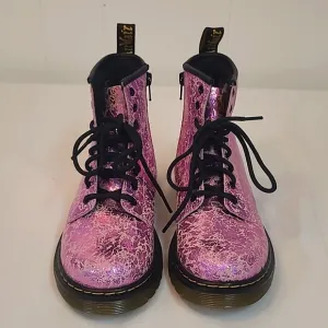 Dr. Martens Pink Disco Crinkle Core Kids Boot EU34 Girls Sz 4 NWOT