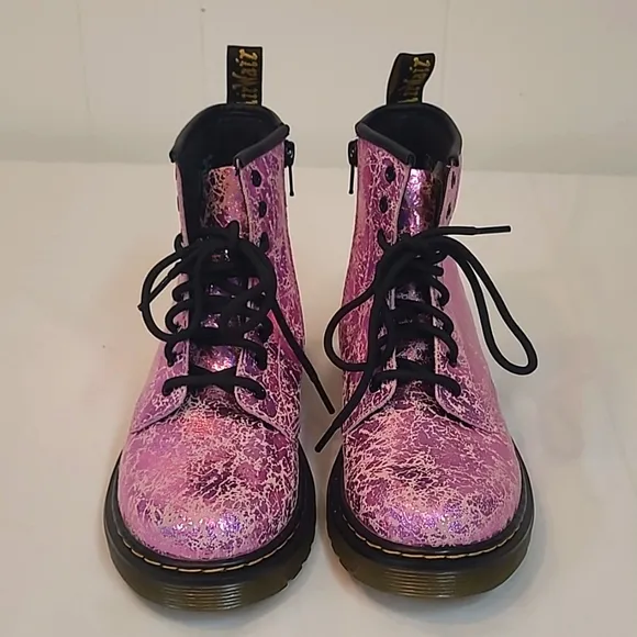 Dr. Martens Pink Disco Crinkle Core Kids Boot EU34 Girls Sz 4 NWOT