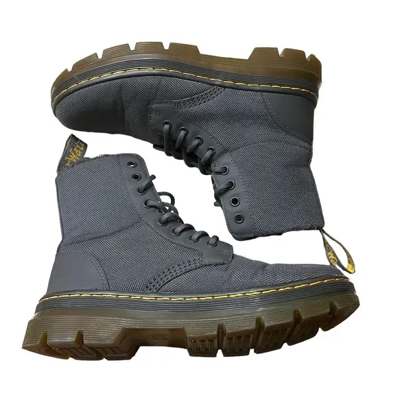 DR. MARTENS Poly Comb VEGAN Casual Boots 8 Eye Charcoal Size