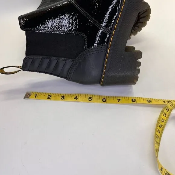 Dr Martens  Rozalie Distressed Patent Heeled Chelsea Boots Size 6 in Black