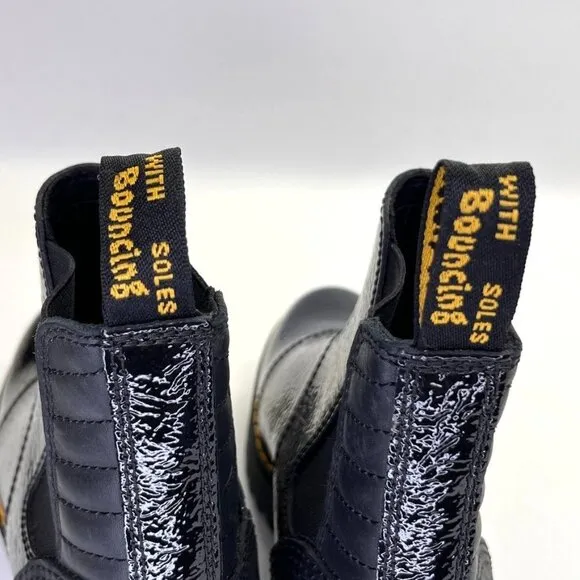 Dr Martens  Rozalie Distressed Patent Heeled Chelsea Boots Size 6 in Black