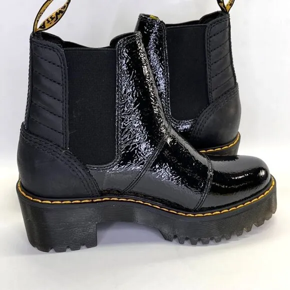 Dr Martens  Rozalie Distressed Patent Heeled Chelsea Boots Size 6 in Black