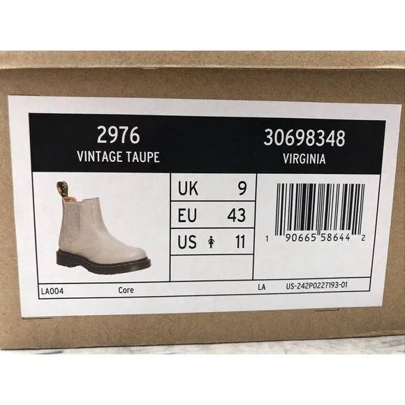 Dr. Martens Women's‎ 2976 Virginia Leather Chelsea Ankle Boots Vintage Taupe 11