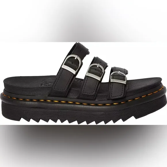 Dr. Martens Women's Blaire Hydro Leather Slide Sandals black size 7 women’s