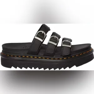 Dr. Martens Women's Blaire Hydro Leather Slide Sandals black size 7 women’s