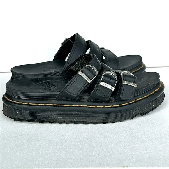 Dr. Martens Women's Blaire Hydro Leather Slide Sandals black size 7 women’s