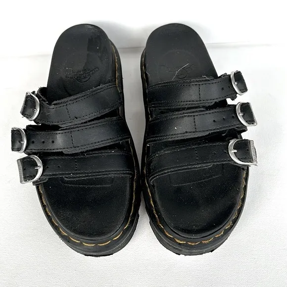 Dr. Martens Women's Blaire Hydro Leather Slide Sandals black size 7 women’s