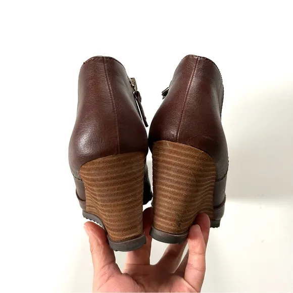 Dr. Scholl’s Brown Vegan Leather Heeled Wedge Inform Ankle Boots