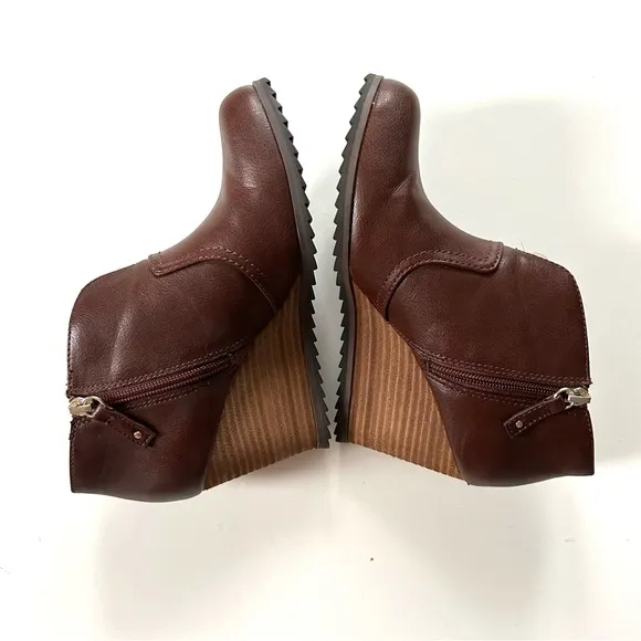 Dr. Scholl’s Brown Vegan Leather Heeled Wedge Inform Ankle Boots